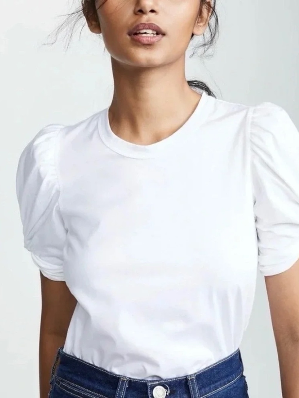 Ellie Tahari White Puff Short Sleeve Cotton - size M